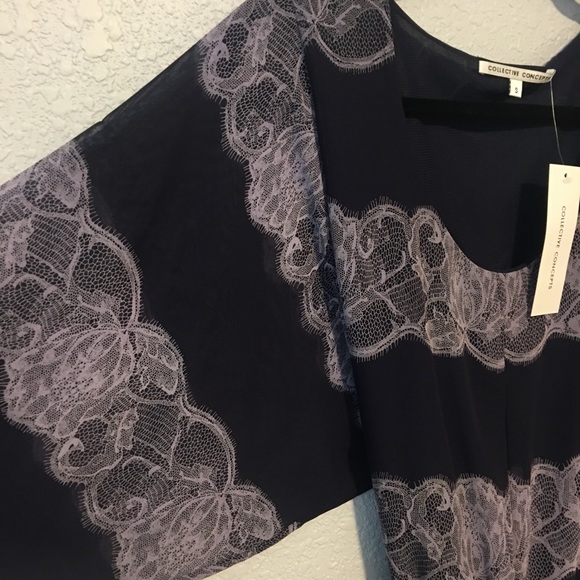 Collective Concepts Lace Print Dress with Sleeves - Picture 2 of 5